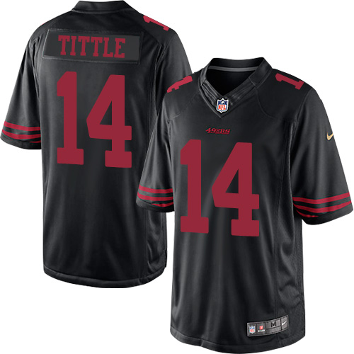 Men's Limited Y.A. Tittle Nike Jersey Black Alternate - #14 NFL San Francisco 49ers